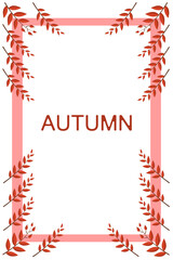 Autumn card with red leaves in flat style. Vector image.