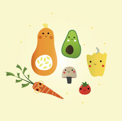 illustration of summer healthy vegetables. delicious and fresh vegetables