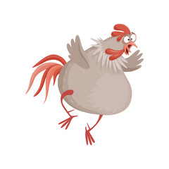 Funny illustrations of rooster and hen. Comic bird.