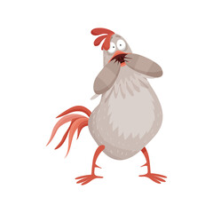Funny illustrations of rooster and hen. Comic bird.