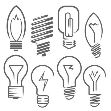 Set of electic bulb icon