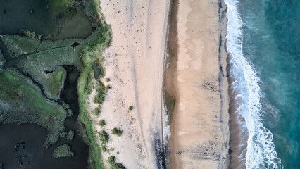 Fototapeta na wymiar Aerial view of Arugam bay beach in Sri Lanka. High quality photo