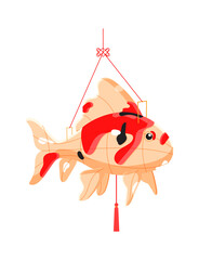 Colorful detailed illustration with chinese lanterns. Decorative asian element.