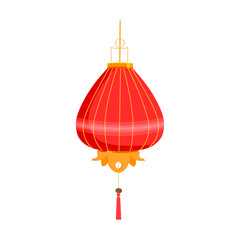 Colorful detailed illustration with chinese lanterns. Decorative asian element.