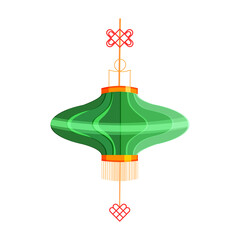 Colorful detailed illustration with chinese lanterns. Decorative asian element.