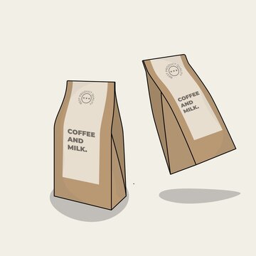 Coffee container with old paper template for beverage product packaging template design
