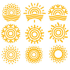 Set of abstract sun weather icon