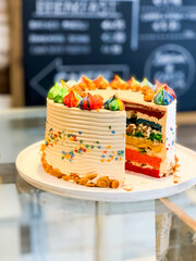 Layered cake celebrating LGBT pride