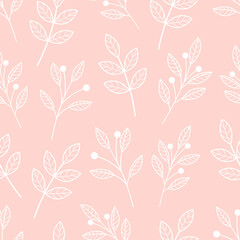 Seamless pattern plants leaves silhouettes vector illustration