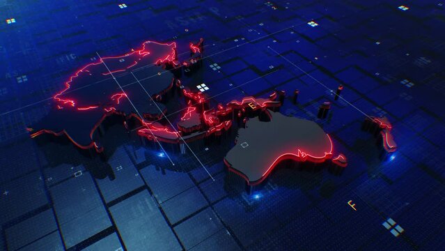 Asia pacific map digital 4k 