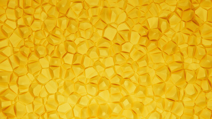 Voronoi Medium Yellow Geometrical Polygonal Abstract Pattern Background 3D Illustration 