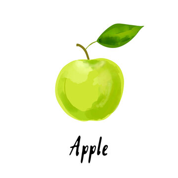 Illustration of a green apple isolated on a white background