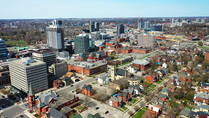 Aerial view of Kitchener, Ontario, Canada on spring day - 514053182