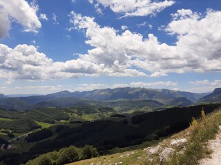 Mountain Visocica landscape with sky and clouds, seen from Bjelasnica, Bosnia and Herzegovina