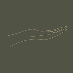 Graceful gestures by female hands, vector line art, element for design, logo.