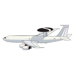 Air transport, military fighter, usaf aviation jet aircraft, cartoon style vector illustration, isolated on white.