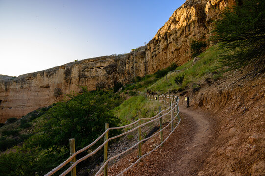 Path and stairs to the Eagles Nest near the Vingerklip in Namibia Africa