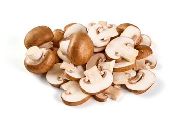 Royal brown champignons, isolated on white background.