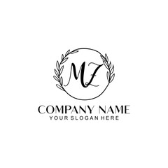 MZ Beauty vector initial logo