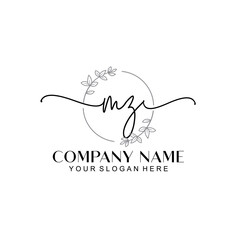 MZ signature logo template vector