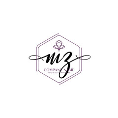 MZ signature logo template vector