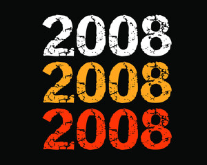 Year 2008 smudged font. Vector with year on black background.