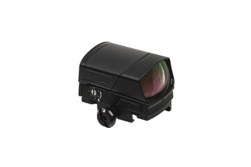 Modern optical collimator sight. Aiming device for shooting at short distances. Isolate on a white back.