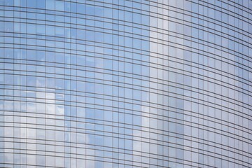 Looking Up Blue Modern Office Building in Milano, Italy
