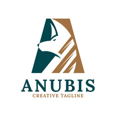 Creative Letter A Logo with Modern Anubis Silhouette Combination.