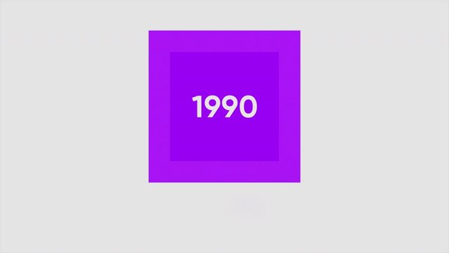 Animation with date of 90s. Motion. Background animation with stylish transition and date to insert. Intro for video content with date of 1990s