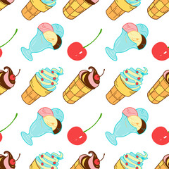 seamless pattern of sweets - ice cream vector