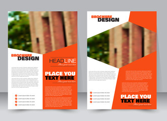 Abstract flyer design background. Brochure template. Annual report cover. Can be used for magazine, business mockup set, education, presentation. Vector illustration a4 size.  Orange color.