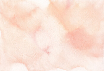 Fototapeta premium Watercolor pastel peach color background texture. Light cream color stains on paper, hand painted.