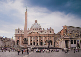 Fototapeta na wymiar Vatican City, Italy, with blue sky and white clouds