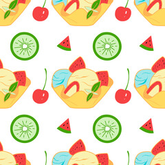 seamless pattern of sweets - ice cream vector