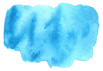 Light blue watercolor hand painted isolated on white. Perfect for card, banner, template, decoration, print, cover, web, element design.