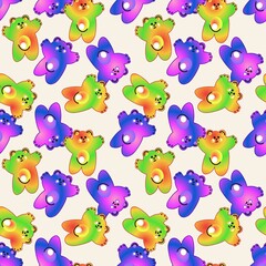 Seamless pattern with colorful gummy bears. Flat design, vector illustration, cartoon.