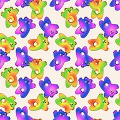 Fotobehang Seamless pattern with colorful gummy bears. Flat design, vector illustration, cartoon. © Екатерина Перанова