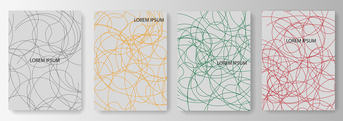 Set collection of gray backgrounds with tangled lines