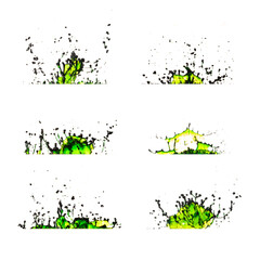Green water splashes is isolated on white