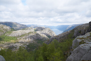 Fototapeta na wymiar Breathtaking landscape of Preikestolen rock