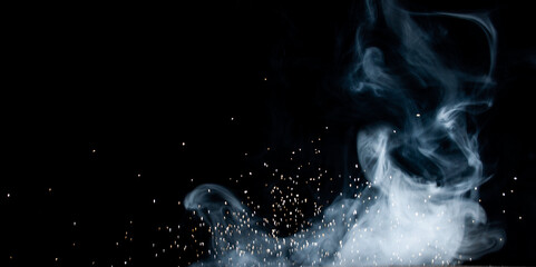Abstract smoke on a dark background . Isolated .