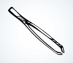 Metal tweezers. Vector drawing icon