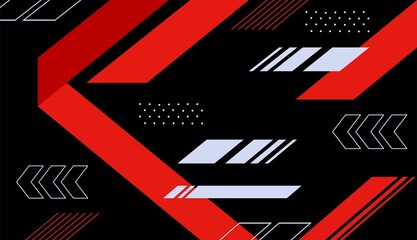 Red and white abstract shapes with black background vector design