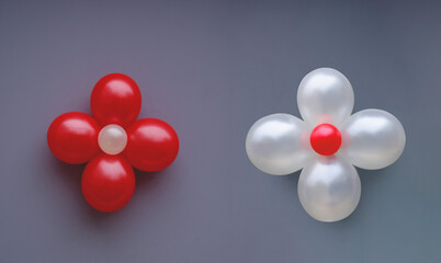 red and white spheres