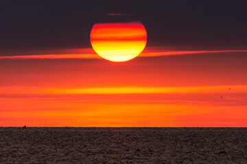 red sunset over the Baltic sea