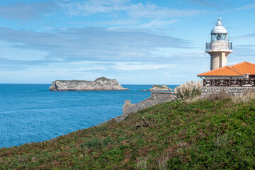Fototapeta na wymiar Lighthouse of Punta del Torco de Afuera in Suances, Cantabria, Spain