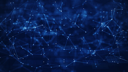 Obraz na płótnie Canvas Abstract concepts of cybersecurity technology and digital data protection. Protect internet network connection with polygons, dots and lines with dark blue background.