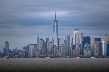 New York City Manhattan Skylinde water and cloud