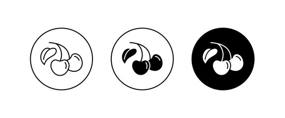 cherry line icon, vector fruit illustration, fresh healthy sweet cherries symbol, logo, illustration, editable stroke, flat design style isolated on white